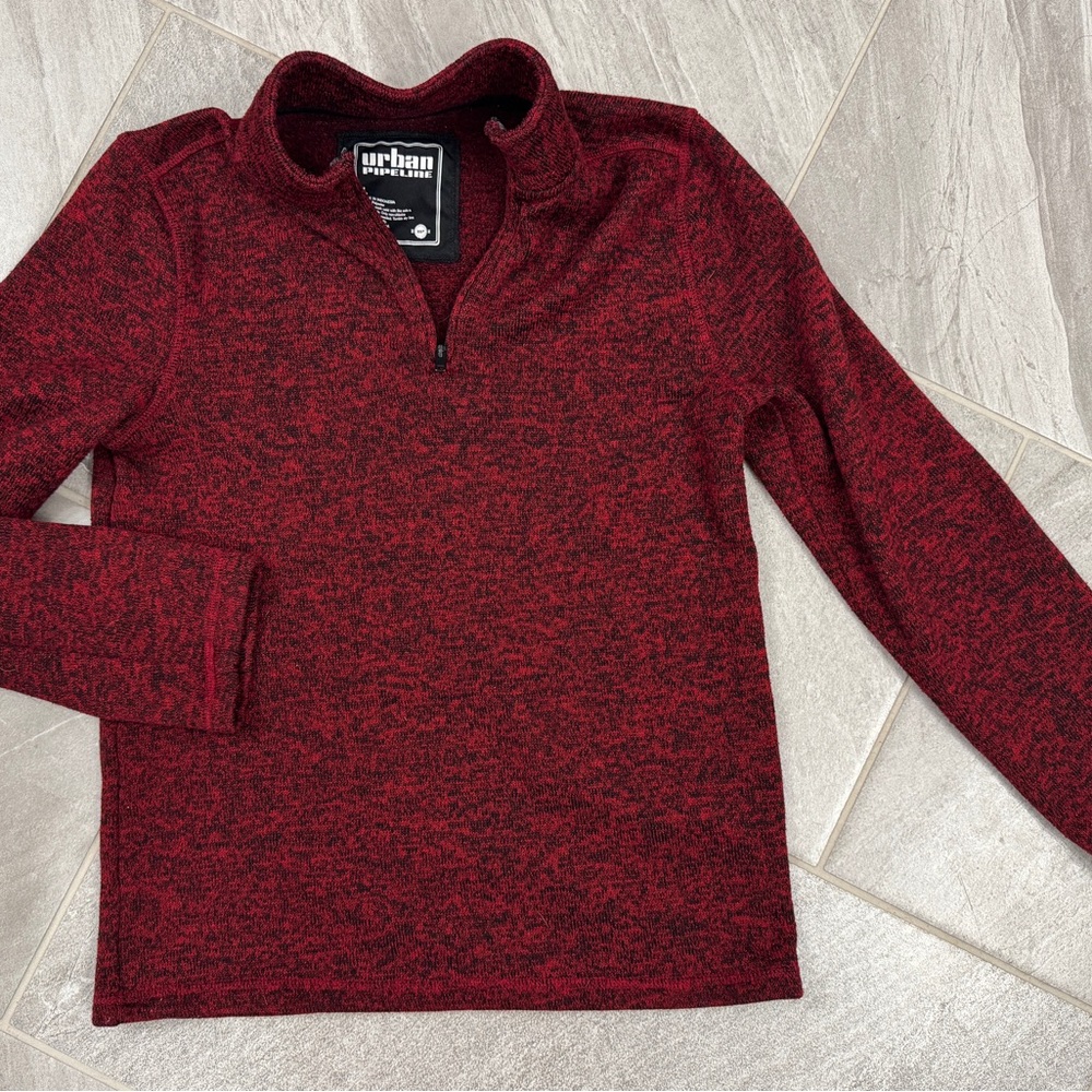 Urban Pipeline Boys Red Heathers Quarter-Zip Sweater
